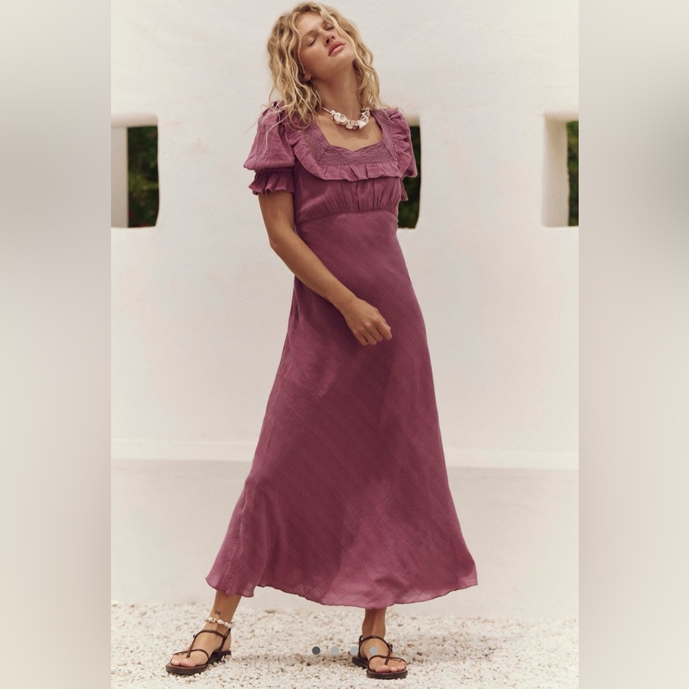 Free People Purple Endless Summer Now & Forever Cotton Midi Dress NWT 🔖